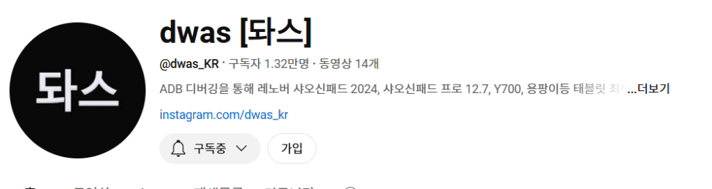 샤오신패드2024 전문 유튜버 돠스