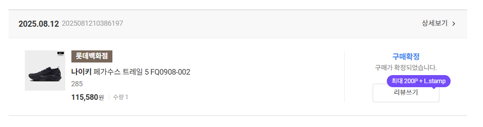 나이키 페가수스 트레일5 GTX 구매 내역
